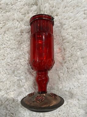 Red Glass Hummingbird Feeder